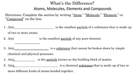 Solved What S The Difference Atoms Molecules Elements And Chegg Com