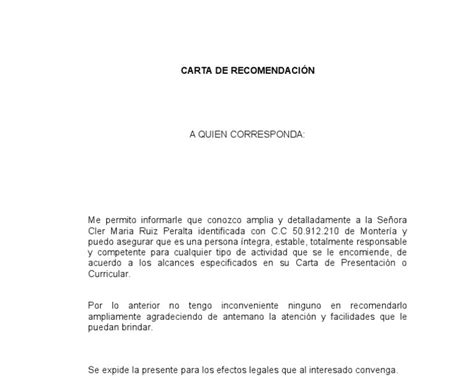 Carta De Recomendacion Renta Kata Baca J