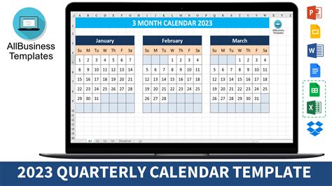 3 Month Calendar 2023 Templates At