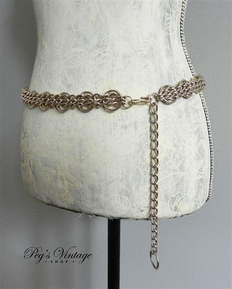 Vintage Silver Chain Link Belt Adjustable Metal Fashion Belt Etsy