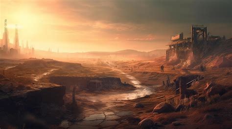 Wasteland Fantasy Backdrop Concept Art Realistic Illustration