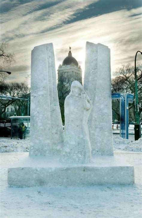 Vimy Memorial Snow Sculpture Winnipeg Canada A Sculpture