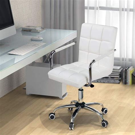 All of our office chairs come with free uk delivery, and the vast majority can. Yaheetech White Desk Chairs with Wheels/Armes Modern PU ...