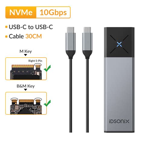 Idsonix M Nvme Ssd Enclosure Gbps Gbps Nvme Sata To Usb Gen