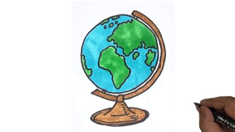 How To Draw A Globe Very Easy Step By Step Easy Globe Drawing And