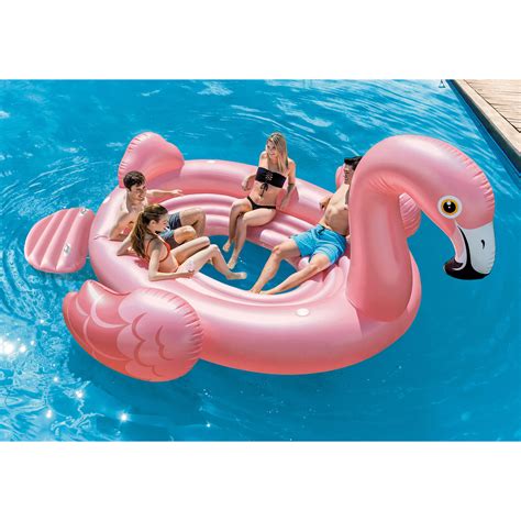 Intex 57297ep Giant Inflatable Flamingo Party Island Ride On Swimming