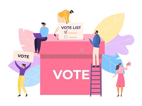 Vote By Paper Ballot In Democracy Election Vector Illustration People