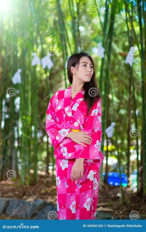 Beautiful Young Woman Wearing Japanese Yukata Stock Image Image Of