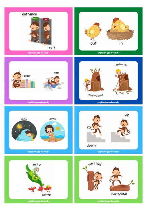 English4good Opposite Flashcards Vocabulary Practice