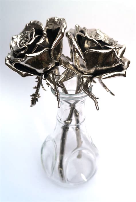 Silver Covered Real Roses