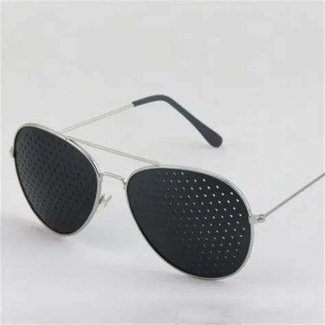 Oulylan Women Men Sunglasses Metal Pinhole Glasses Relieve Eye Fatigue Small Hole Sunglass In