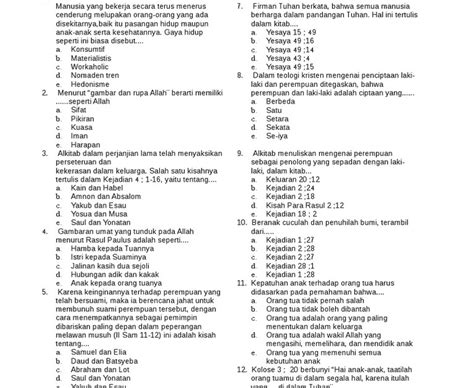 Soal Pendidikan Agama Kristen Kelas 7 Tentang Penciptaan Senang Belajar