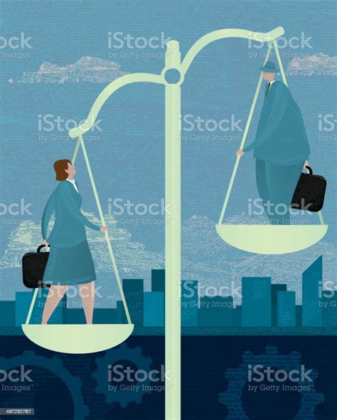 Business Scales Inequality Concept With Business Woman And Man Stock