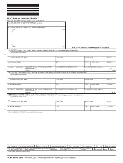 Ucc 1 Financing Statement Fillable Form Fill Out And Sign Printable