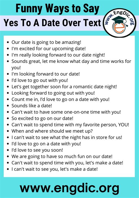30 Funny Ways To Say Yes To A Date Over Text Engdic