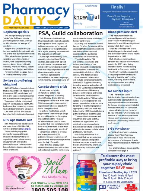 Pharmacy Daily For Mon 08 Apr 2013 Psa And Guild Make Up Clinical