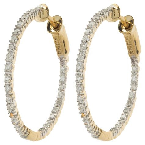 Tiffany And Co Diamond Inside Outside Hoop Earrings Vintage 18 Karat