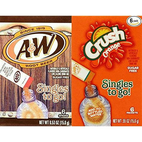 Root Beer And Orange Crush Singles To Go Drink Mix Combo Pack Of 6