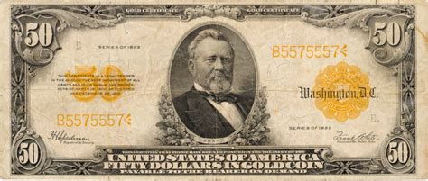 Fifty Dollars Gold Certificate Yellow Seal Exchange Yours Today