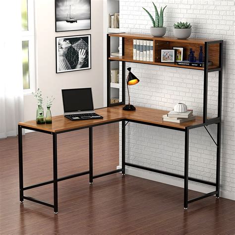 Buy TribeSigns L Shaped Desk With Storage Corner Desk With Hutch For