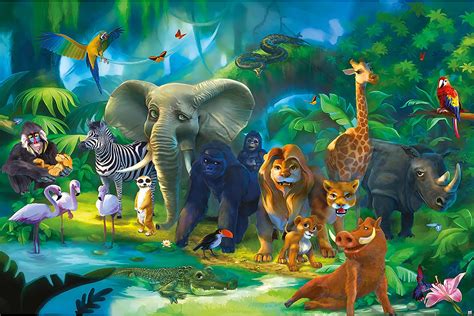 GREAT ART® Fototapete Kinderzimmer | 210 x 140 cm | Dschungel Tiere