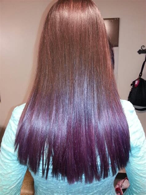 Dark Brown Hair Dip Dyed Purple With Images Balayage