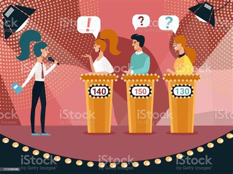 Intellectual Game Quiz Show Clever Young People Stock Illustration