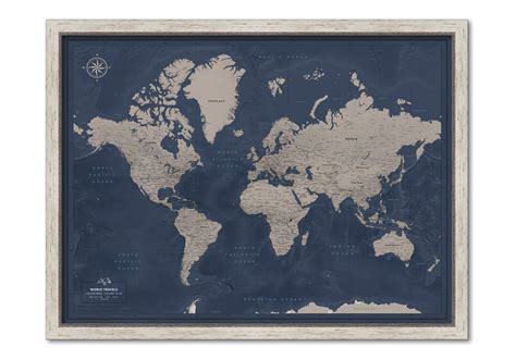 Framed Travel Map With Pins World Personalized Premium