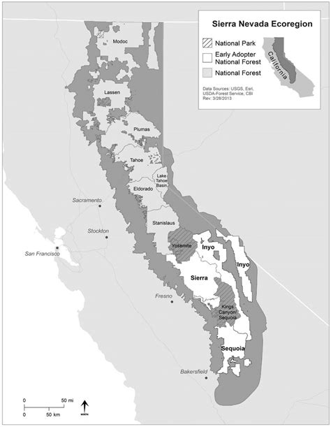 Location Of Sierra Nevada Ecoregion Northern California And Early