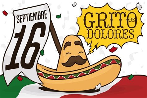 premium vector bearded charro hat character holding a pennant for cry of dolores or mexican
