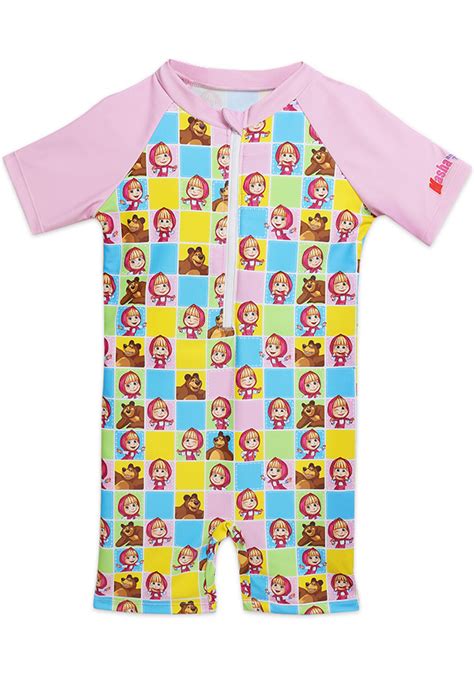 Plaid Swimsuit Masha And The Bear Swimsuit Cute One Piece Swimsuits For Girls In Stock