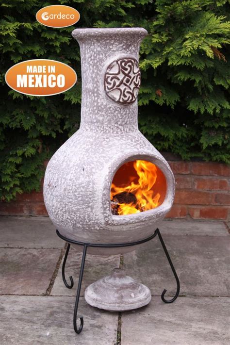 Extra Large Mexican Chimenea Cruz Brushed Sandstone Outdoor Heating