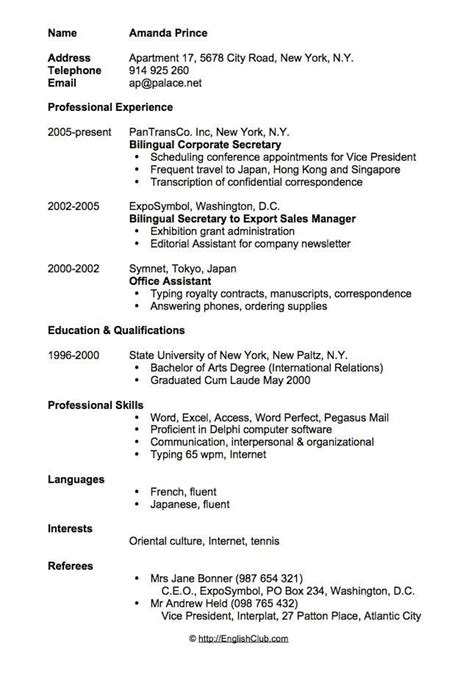 Graphic designing that is sing boards designing. CV/resume - Bilingual Secretary | Cv resume sample, Sample resume format, Teacher resume template