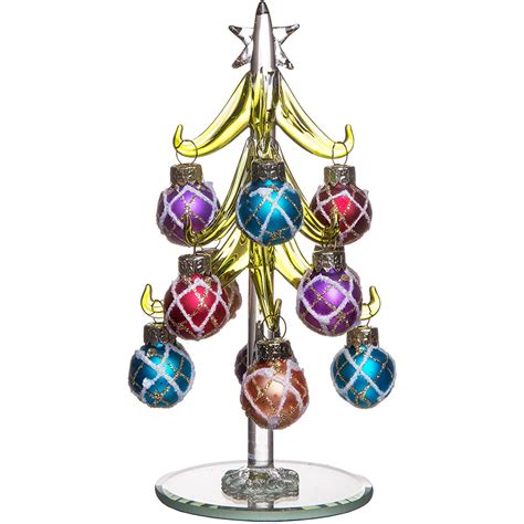Mini Glass Christmas Tree Decoration With Removable Sphere Ornaments — Red Co Goods