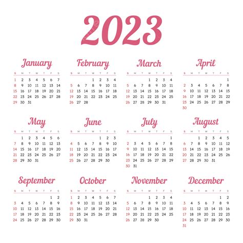2023 Calendar Cute Pink 2023 Calendar Cute Calendar Png And Vector