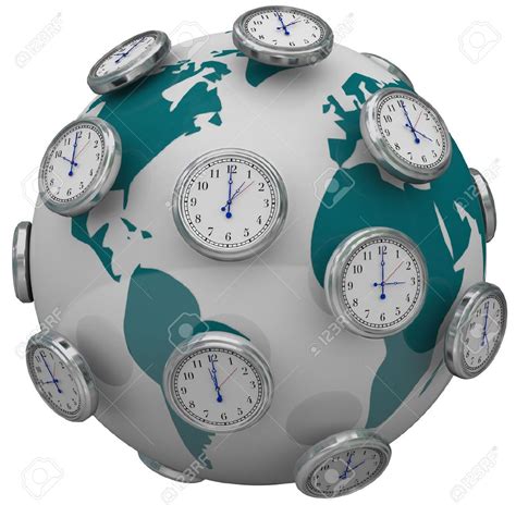 Many Clocks Around The World To Illustrate International Time