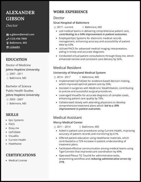 5 Doctor Resume Examples Created To Work In 2024