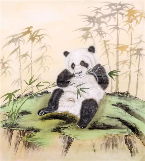 Chinese Panda Painting 0 4507001 80cm X 95cm31〃 X 37〃