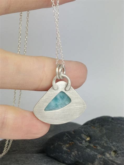 Natural Larimar Pendant In 925 Sterling Silver Blue Larimar Etsy