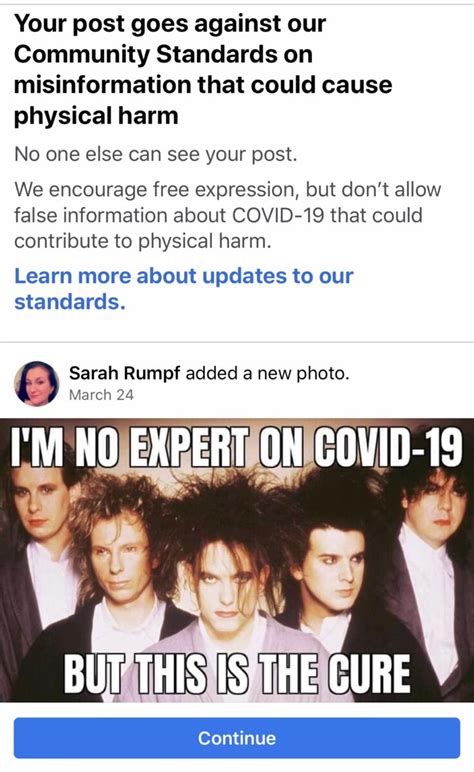 Facebook Removed My Silly Coronavirus Meme Of The Cure