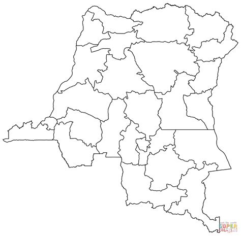 Dibujo de Mapa de contorno de la República Democrática del Congo con