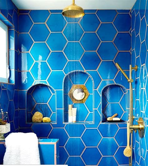 Unexpected And Utterly Gorgeous Tile And Grout Combos Blue Bathroom Tile