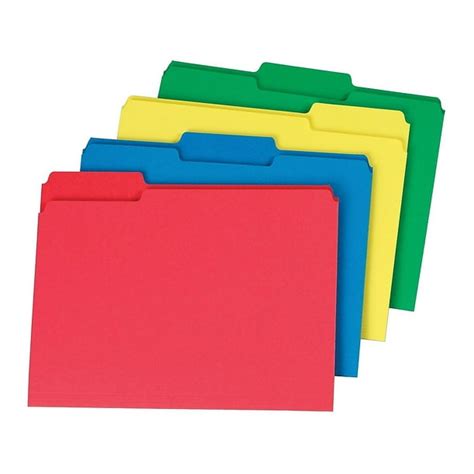 Staples Colored Top Tab File Folders 3 Tab Assorted Colors Letter Size