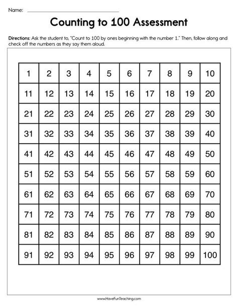 Recognizing Numbers 1-100 Worksheets