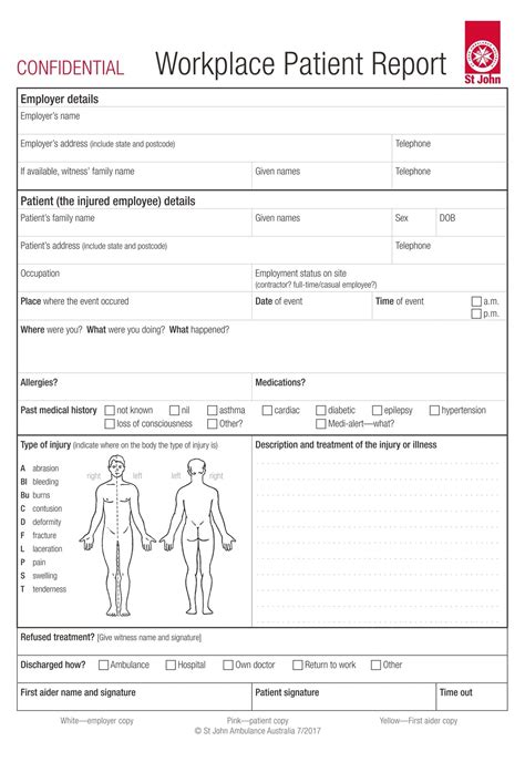 Workplace Patient Report A5 Forms 10 Pack 1 Book St John Ambulance