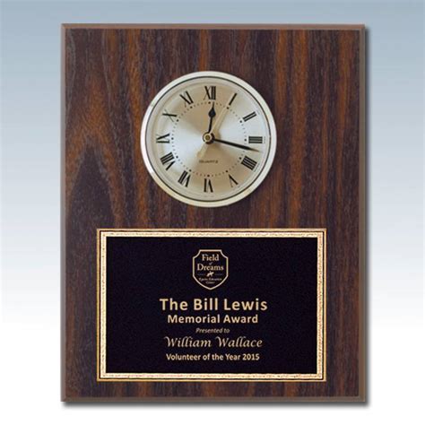 Walnut Finish Plaque Clock Ryder Engraving