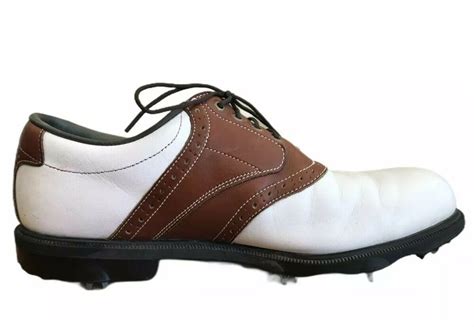 Footjoy Dryjoys Mens 95 M Leather Golf Shoes White Brown Opti Flex