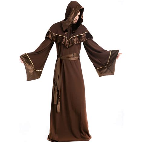 Robe Religious Godfather Wizard Costume Adult Men Wizard Priest Outfit