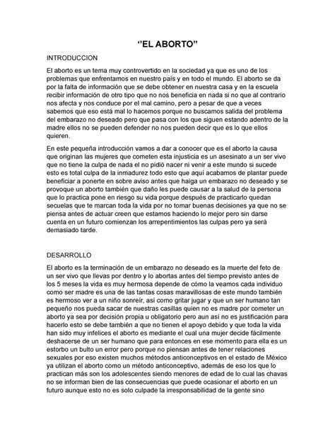 El Aborto Ensayo Argumentativo Para Todos ‘el Aborto Introduccion