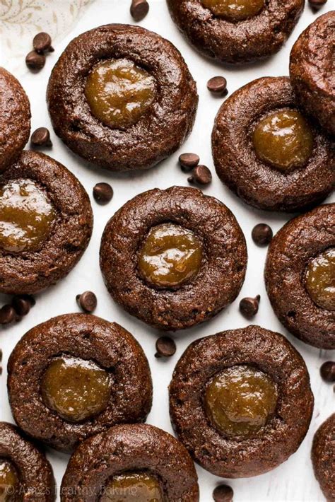 Healthy Dark Chocolate Salted Caramel Thumbprint Cookies Amy S